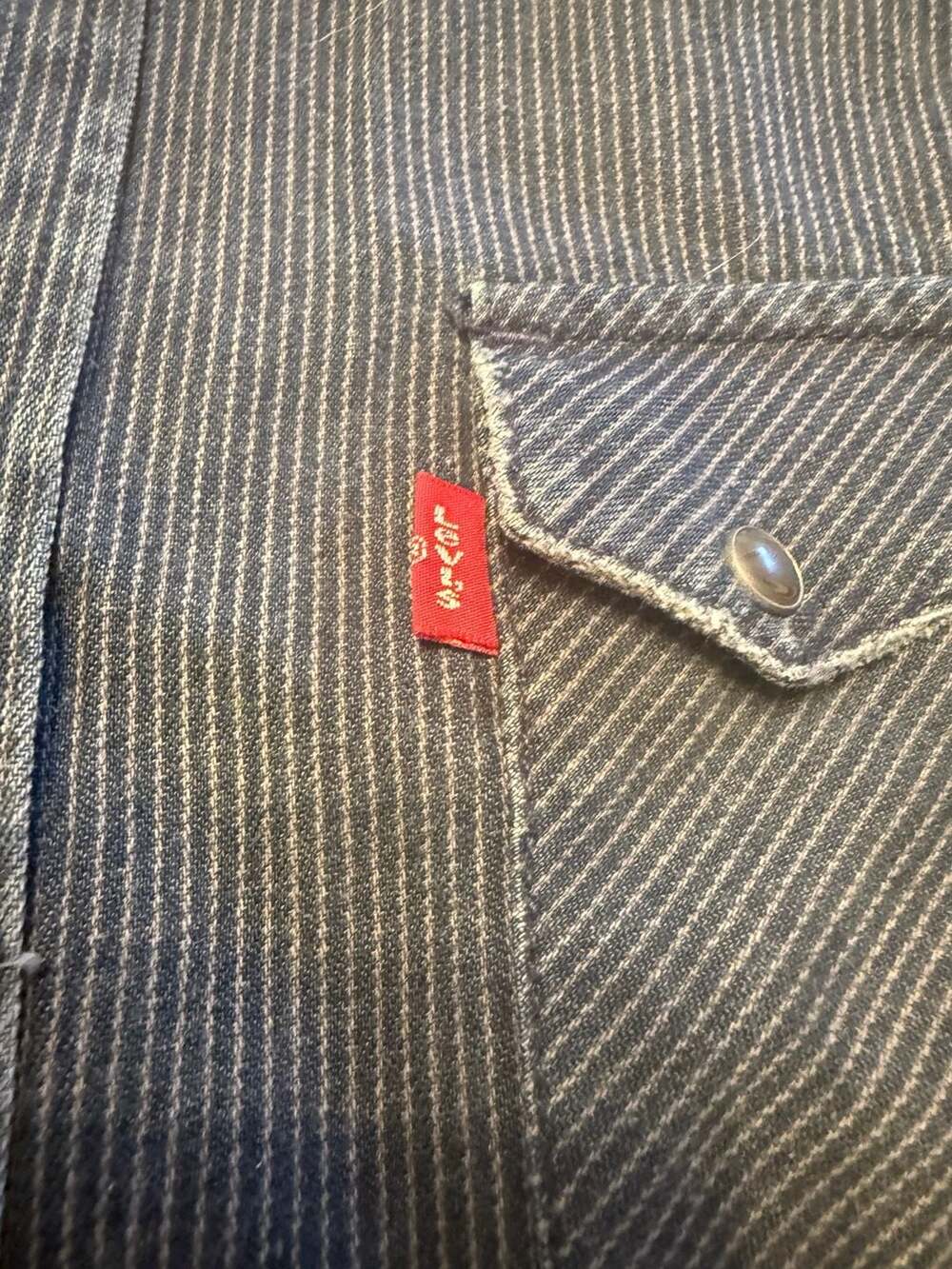 Levi's Authentic Jeanswear Pinstripe Western Snap Button Shirt Size L - Picture 2 of 5